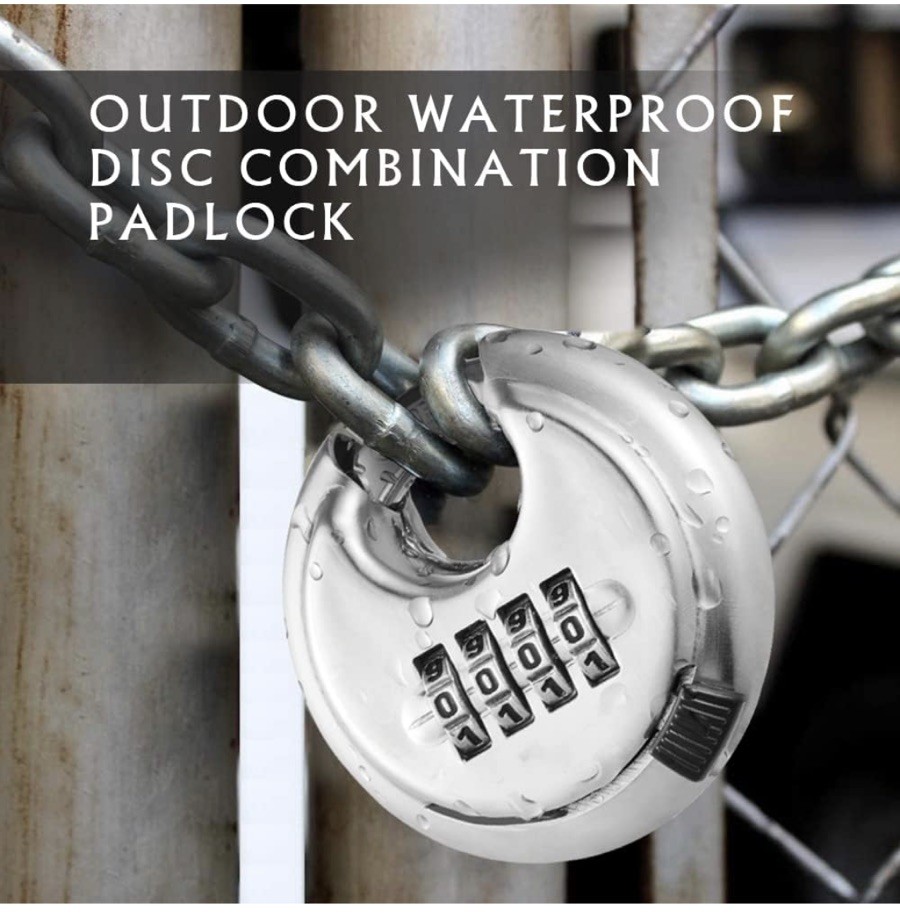 CINCINNO’S 2 Packs 4 Digit Combination Locks Stainless Steel Disc Lock Combo