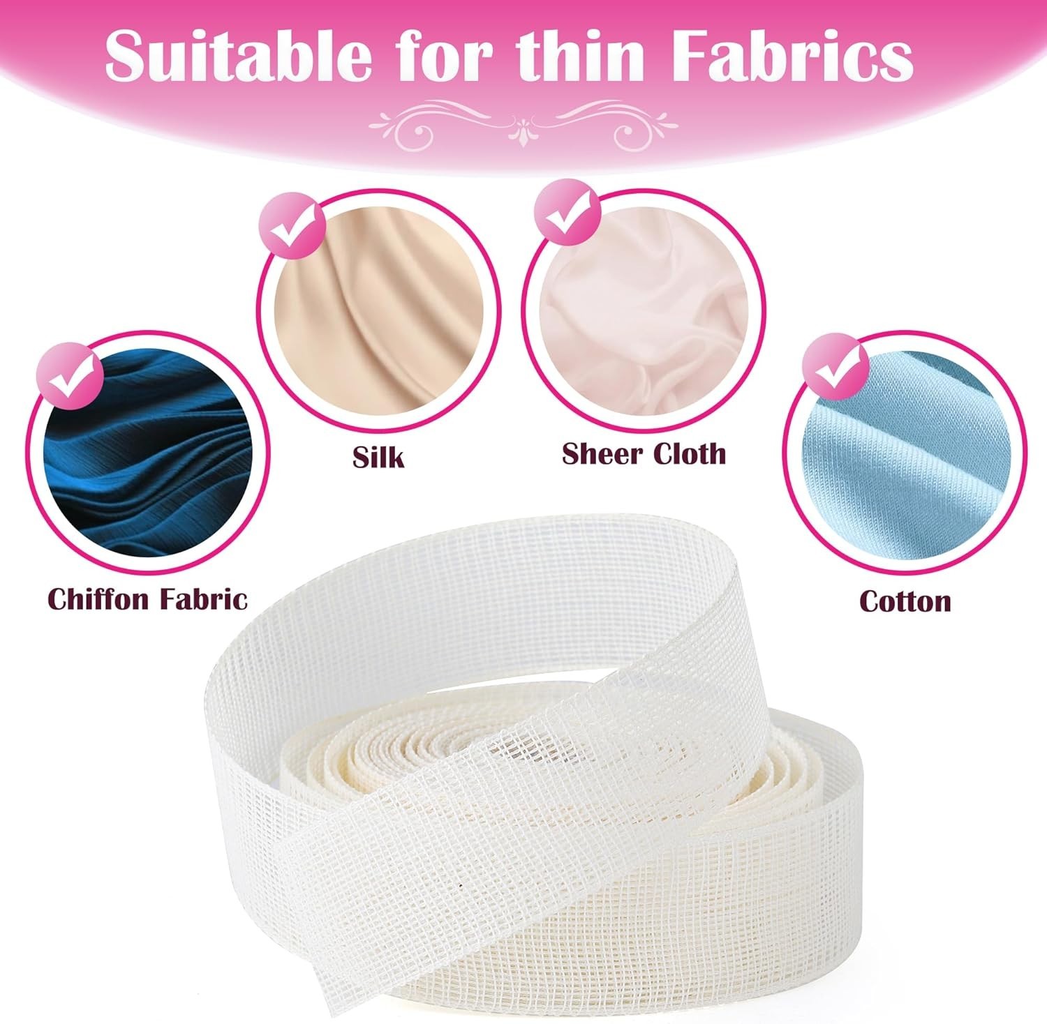 MYLbeter Fishbone Hem Tape for Sewing 2.5 yards x 1.38 inches, beige 2.5yards
