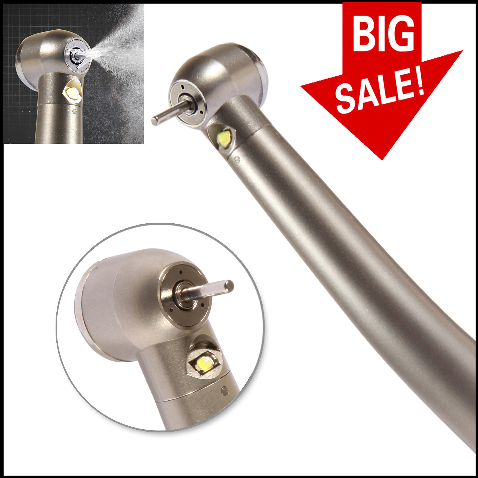 Dental E-generator LED Triple spray Fiber Optic Handpiece High Speed 4 Hole