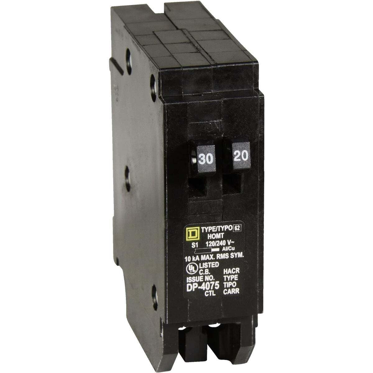Square D – HOMT3020CP Homeline 1-30-Amp 1-20-Amp Single-Pole Tandem Circuit