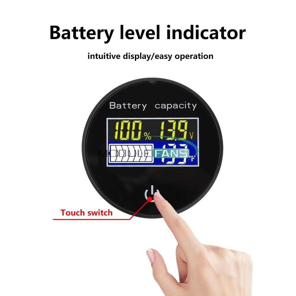 Digital Battery Level Indicator Voltage Power Percentage Temperature LCD Display