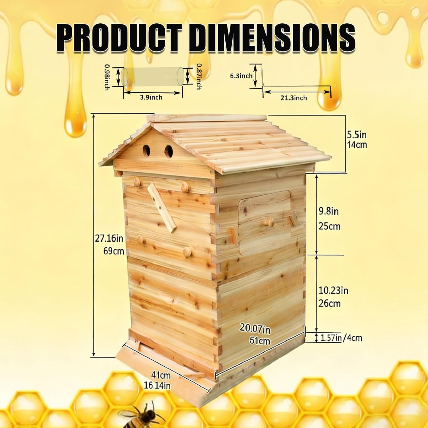 2-in-1 Auto Seedding Beehive Starter Kit Wooden Auto Honey Hive + 7 Auto Frames