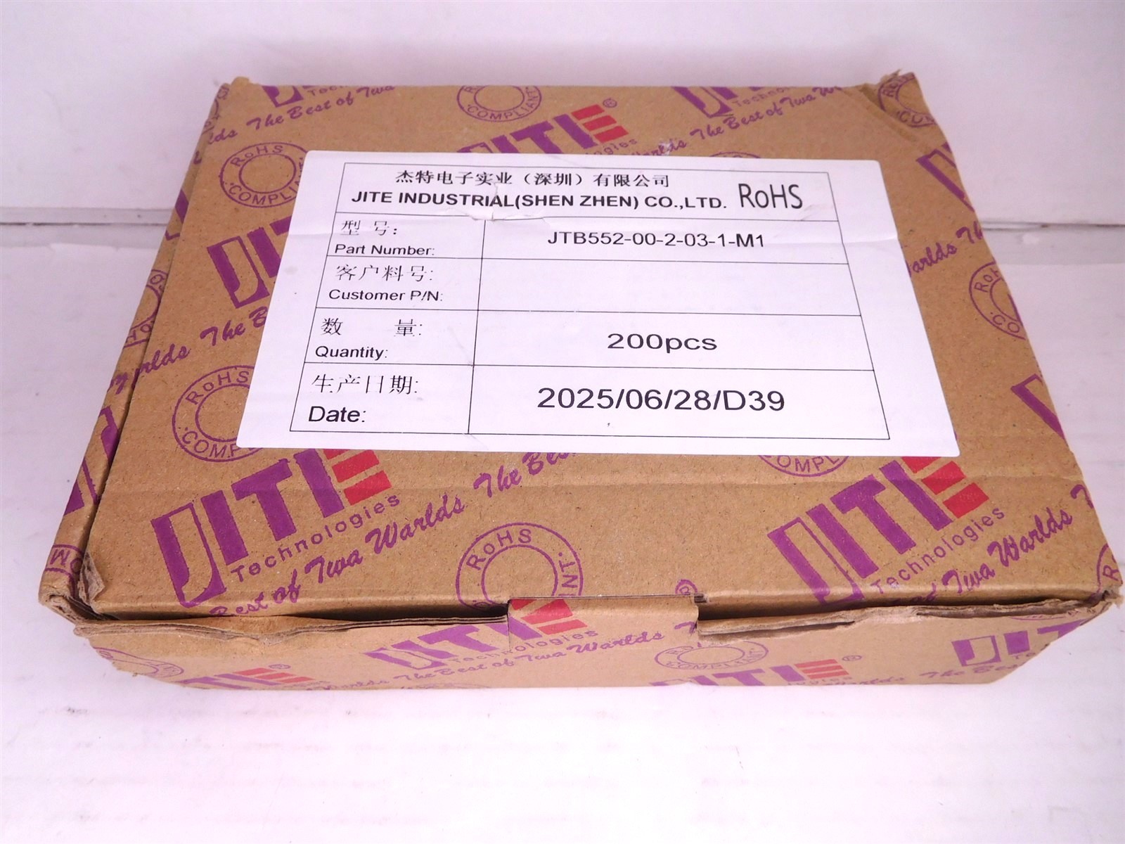 (200) Jite JTB552-00-2-03-M1 Strip Terminal Blocks 12-26AWG 15A 300V 3 Pos. (S1)