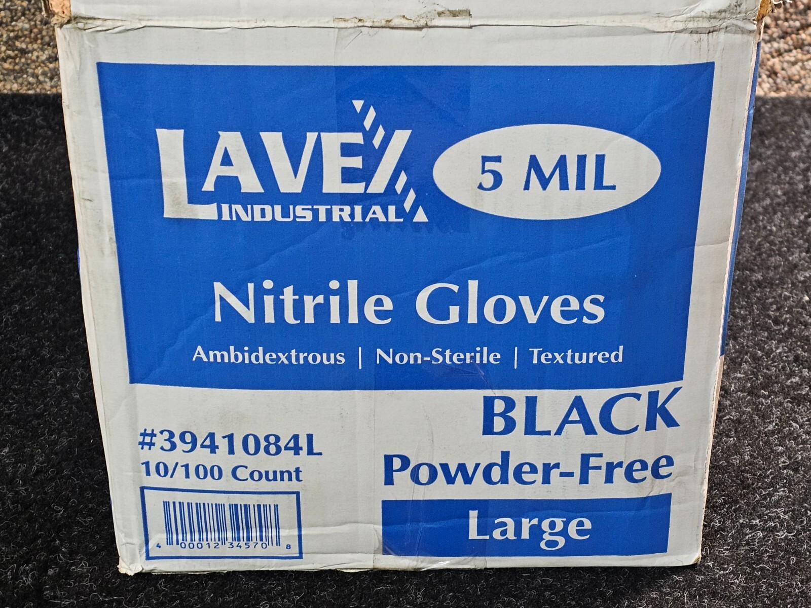 (QTY 1000) Lavex 3941084L Large Black Nitrile 5mil Gloves Powder & Latex Free