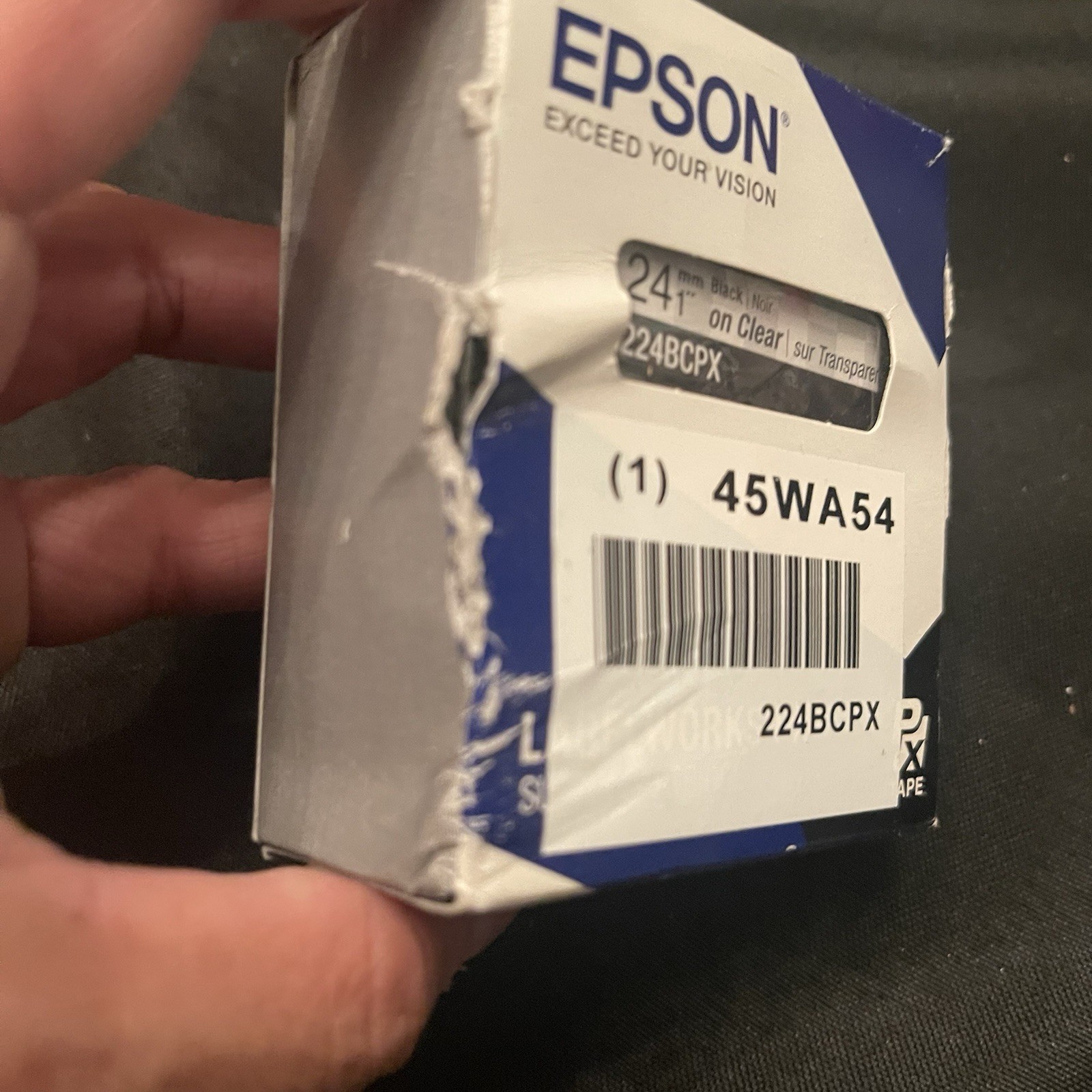 Epson LabelWorks PX 224BCPX Label Cartridge 24mm Black on Clear Tape