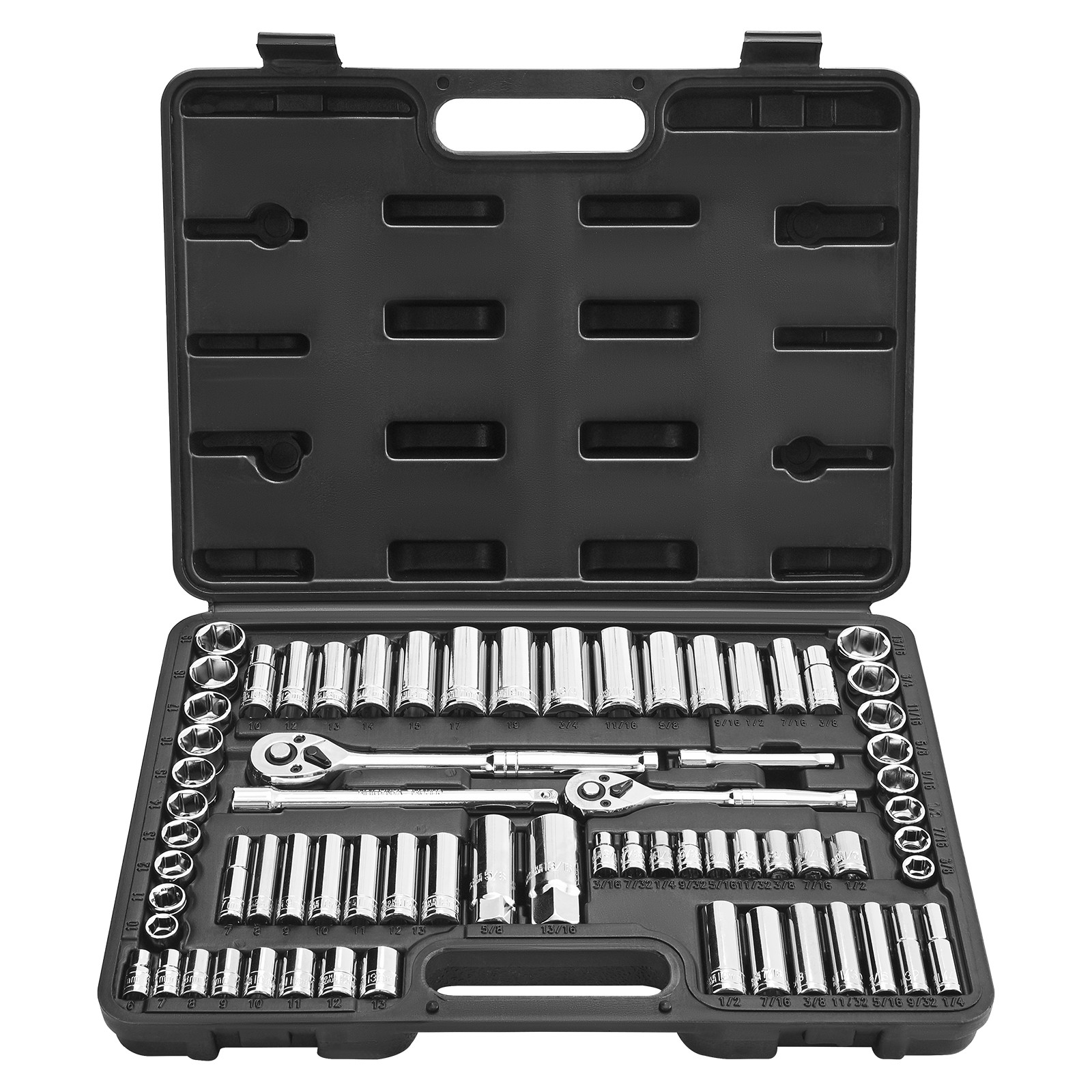 VEVOR Socket Set Socket and Ratchet Set 69 Pieces 3/8 & 1/4 in Drive Auto Repair