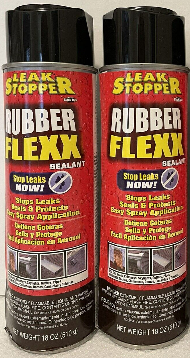 2 18-ounce Cans – Leak Stopper Rubber Flexx – Black – Leak Repair