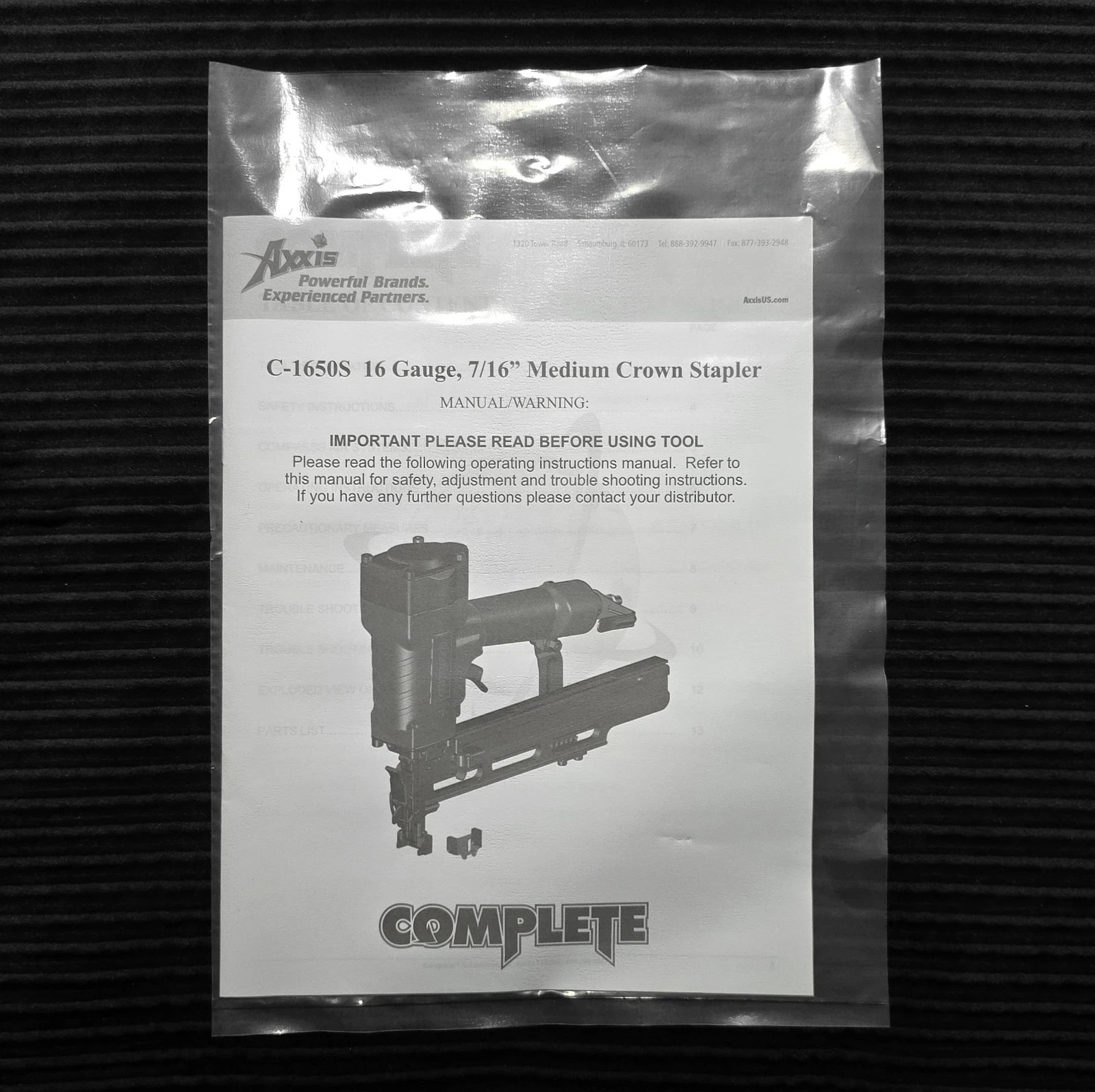 Complete C-1650S 16 Ga 7/16″ Medium Crown Stapler N Series – BRAND NEW IN BOX.