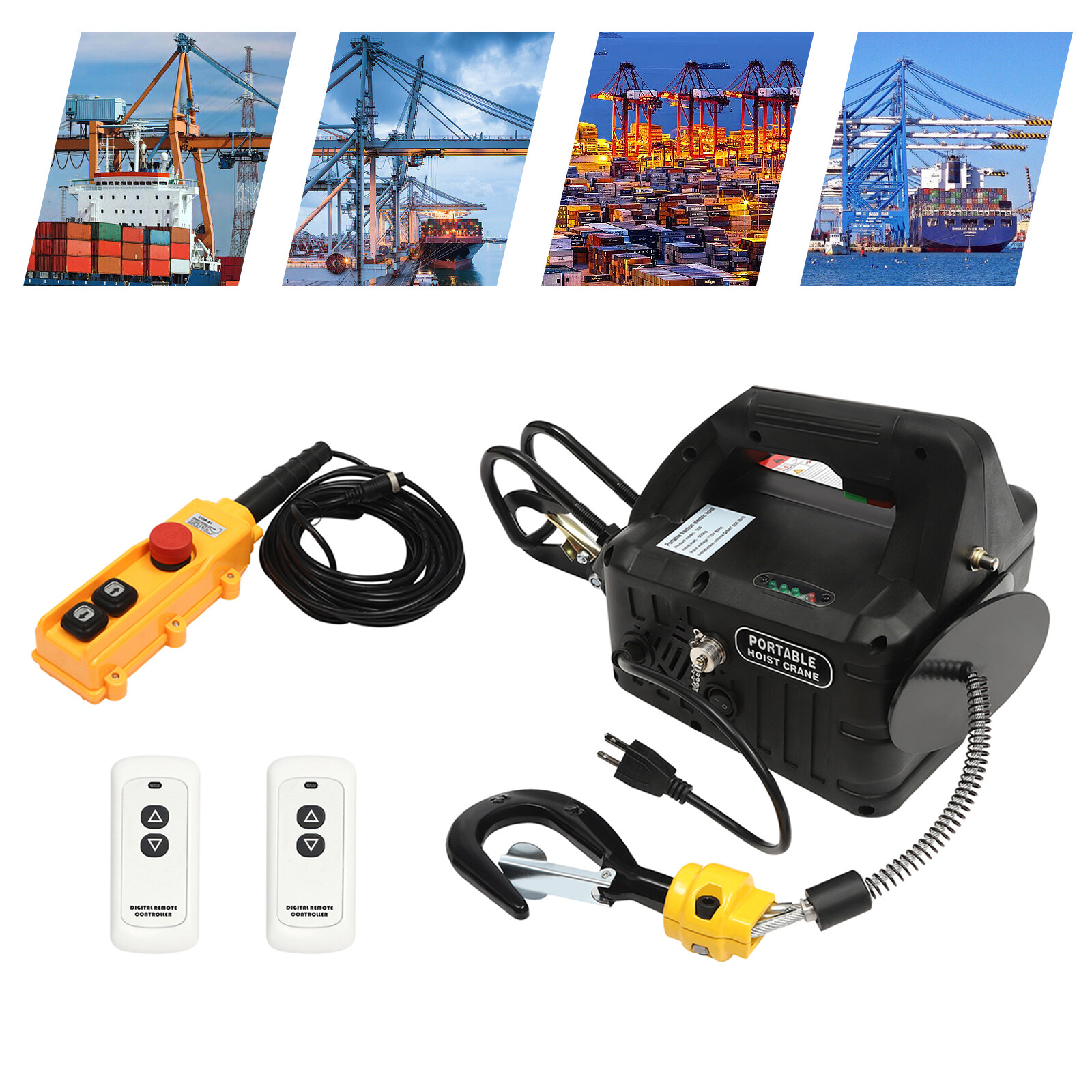 3in1 Portable Electric Hoist Winch 1100lbs Wired/Wireless Remote Control 25ft