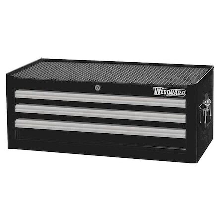 Westward 32H849 Westward Intermediate Chest, 3-Drawers, Powder Coated Black,