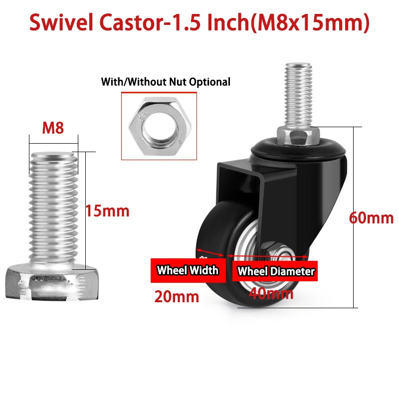 PU Polyurethane Caster Table Chair Furniture Caster Swivel Castor/Braked Castor
