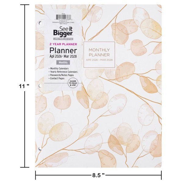8.5"x11" April 2026 – March 2028 Monthly Planner Neutral Floral