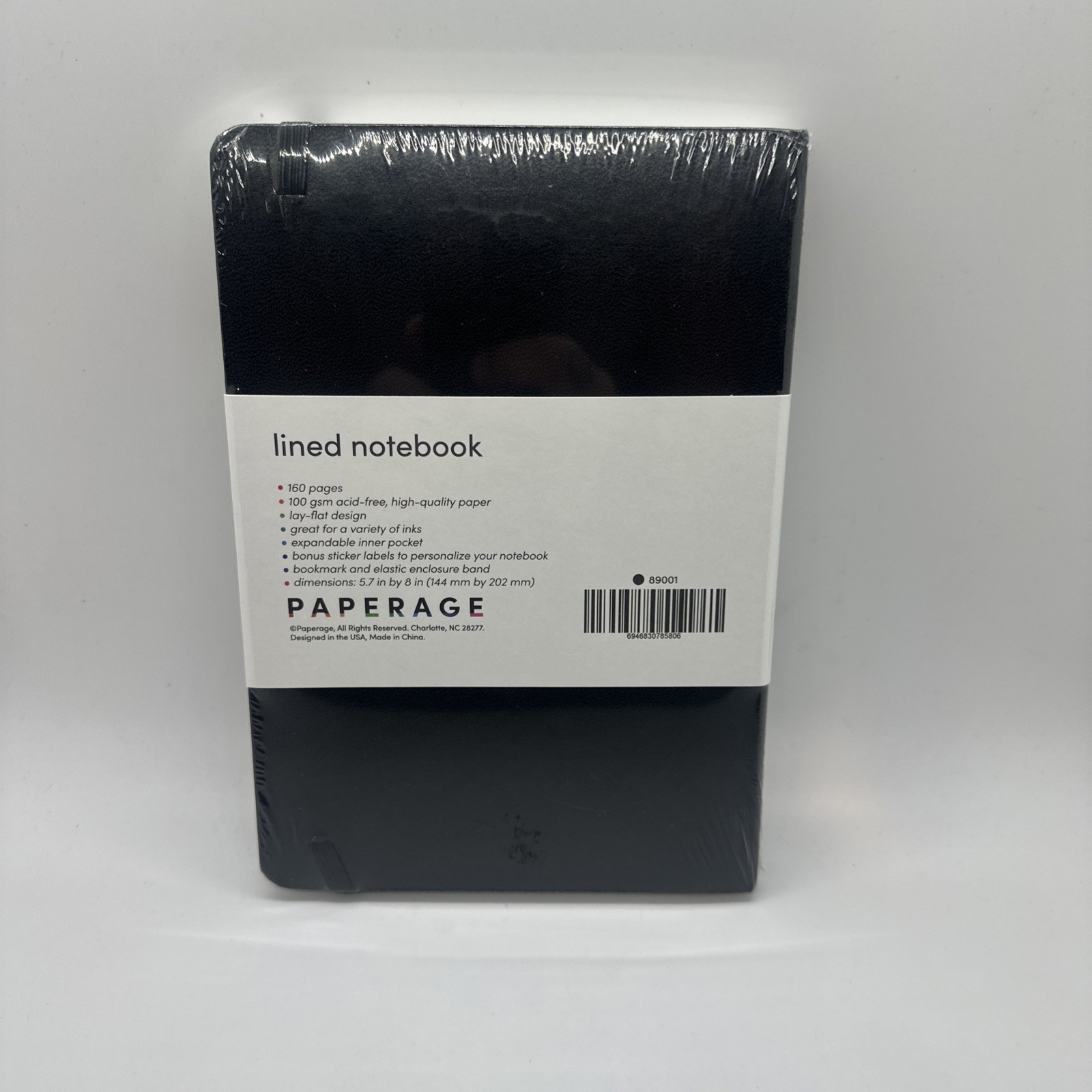 PAPERAGE Lined Journal Notebook, (Black) NEW