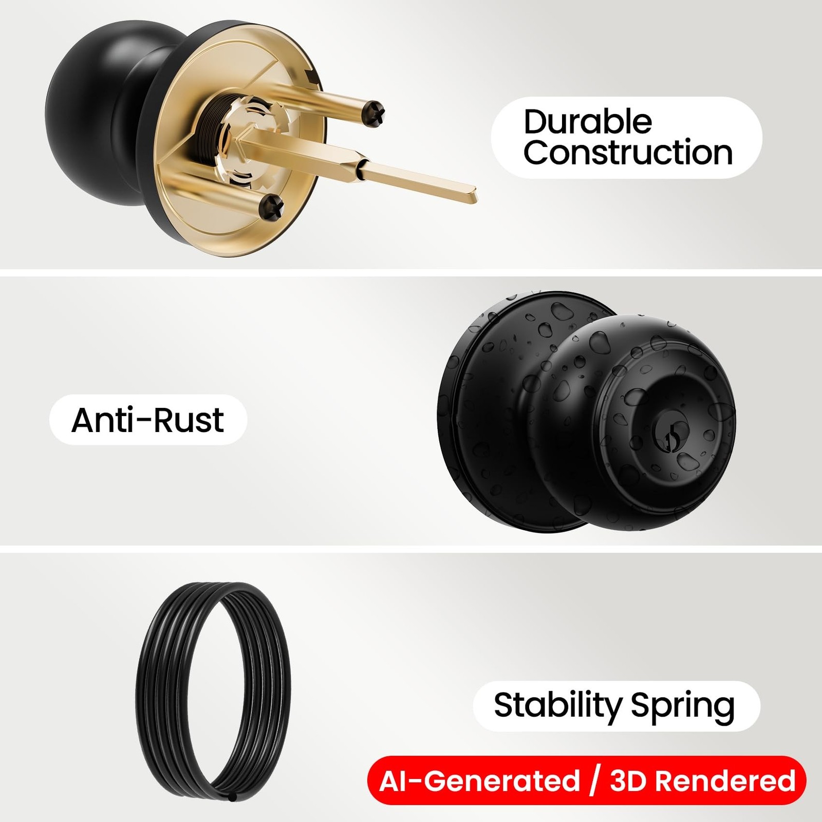 TDCHINGES 6 Pack Keyed Black Door Knob with Lock Key for Bedrooms Bathroom Cl…