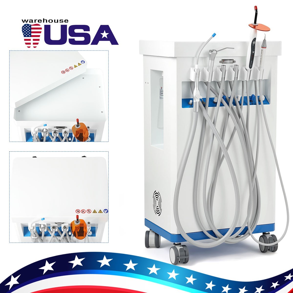Portable Dental Mobile Delivery Unit with Air Compressor Curing Light Scaler