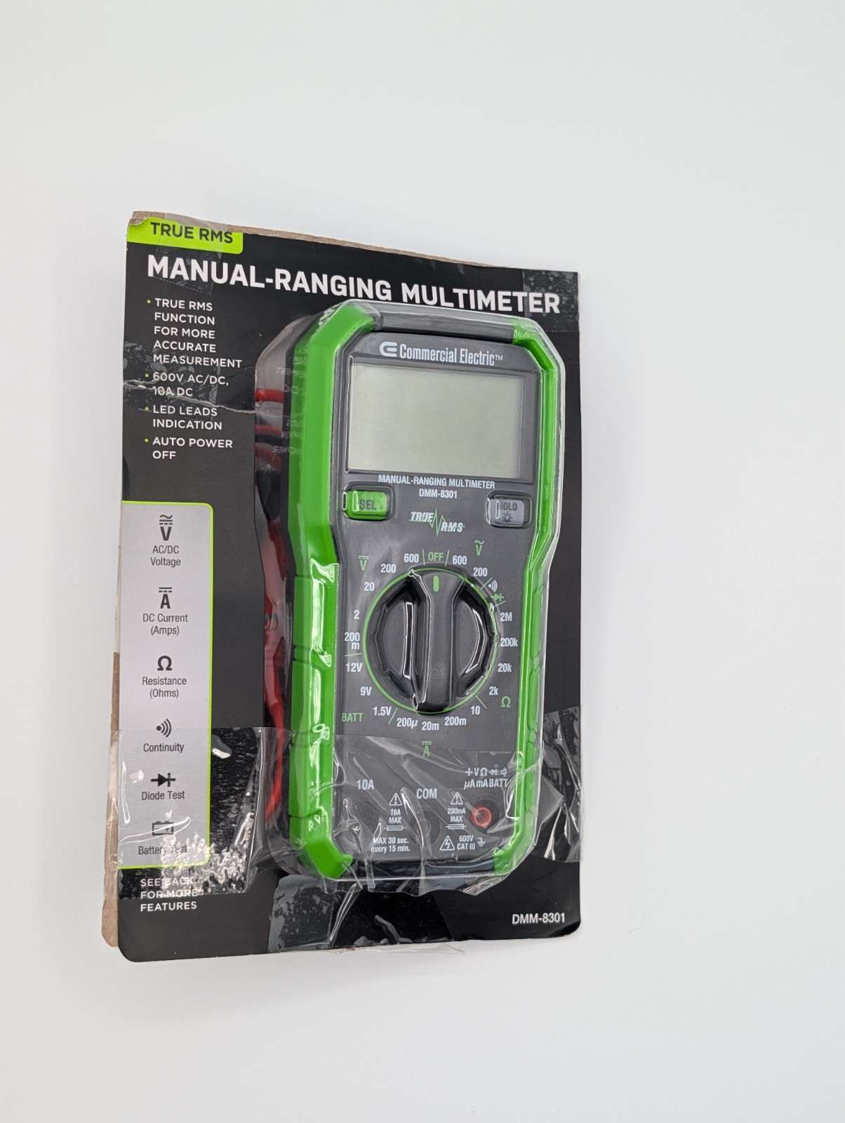 Commercial Electric 600V True RMS Auto Ranging Digital Multimeter W/ Temp