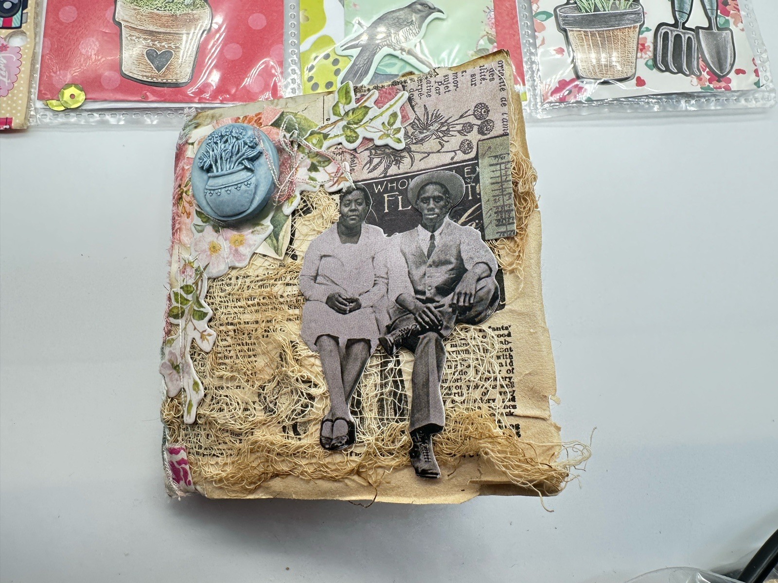 Junk Journal Small 4×4 With Coffee Dyed Paper Plus Pocket Letter All Handmade