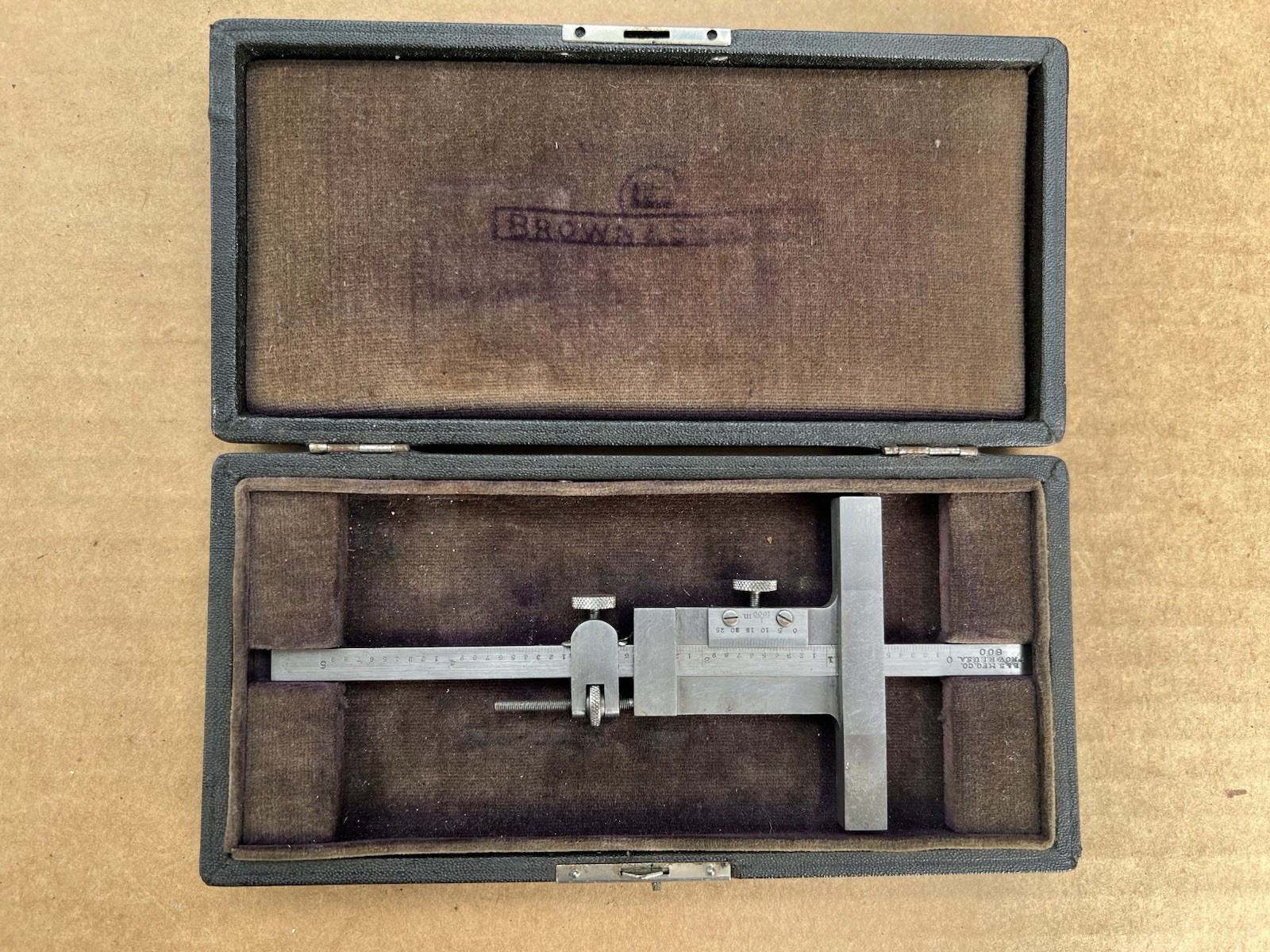 🇺🇸Vintage Brown & Sharpe No. 600 Vernier Depth Micrometer Gauge 5” Case🇺🇸