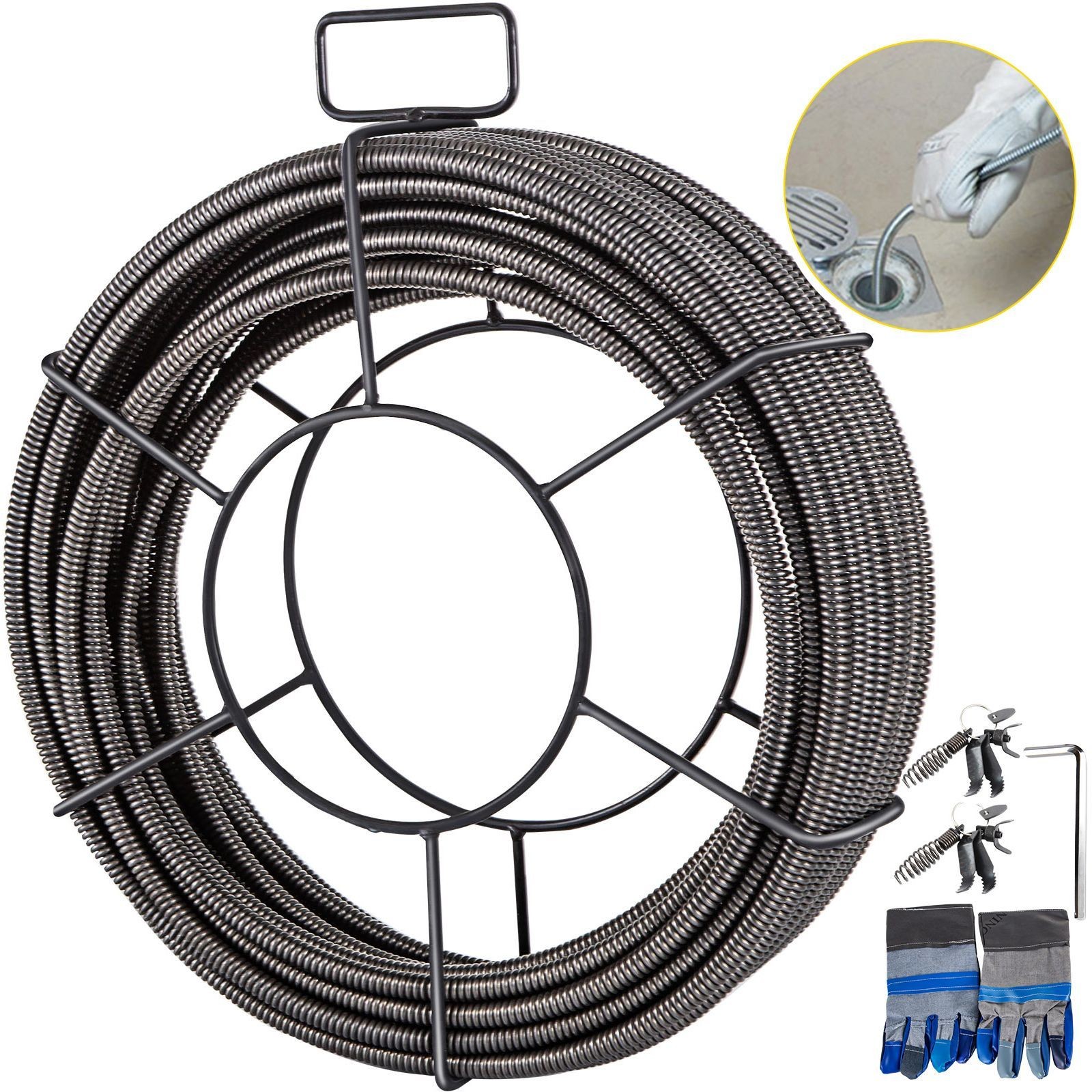 Drain Cleaning Cable 75 Feet x 3/8 Inch Solid Core Cable Sewer Cable Drain Auger