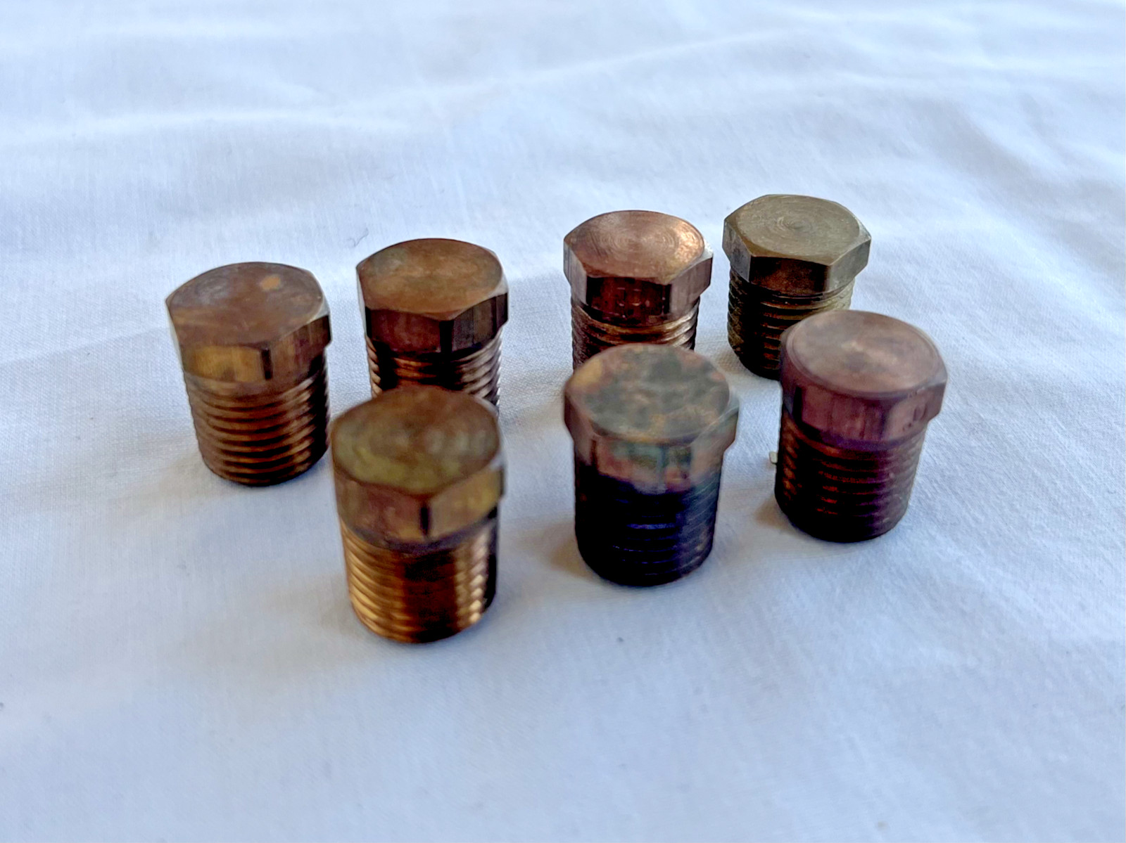 7 pc 1/4 inch male NPT Cored Hex Head Plug Brass Pipe Fitting NPT fuel water air