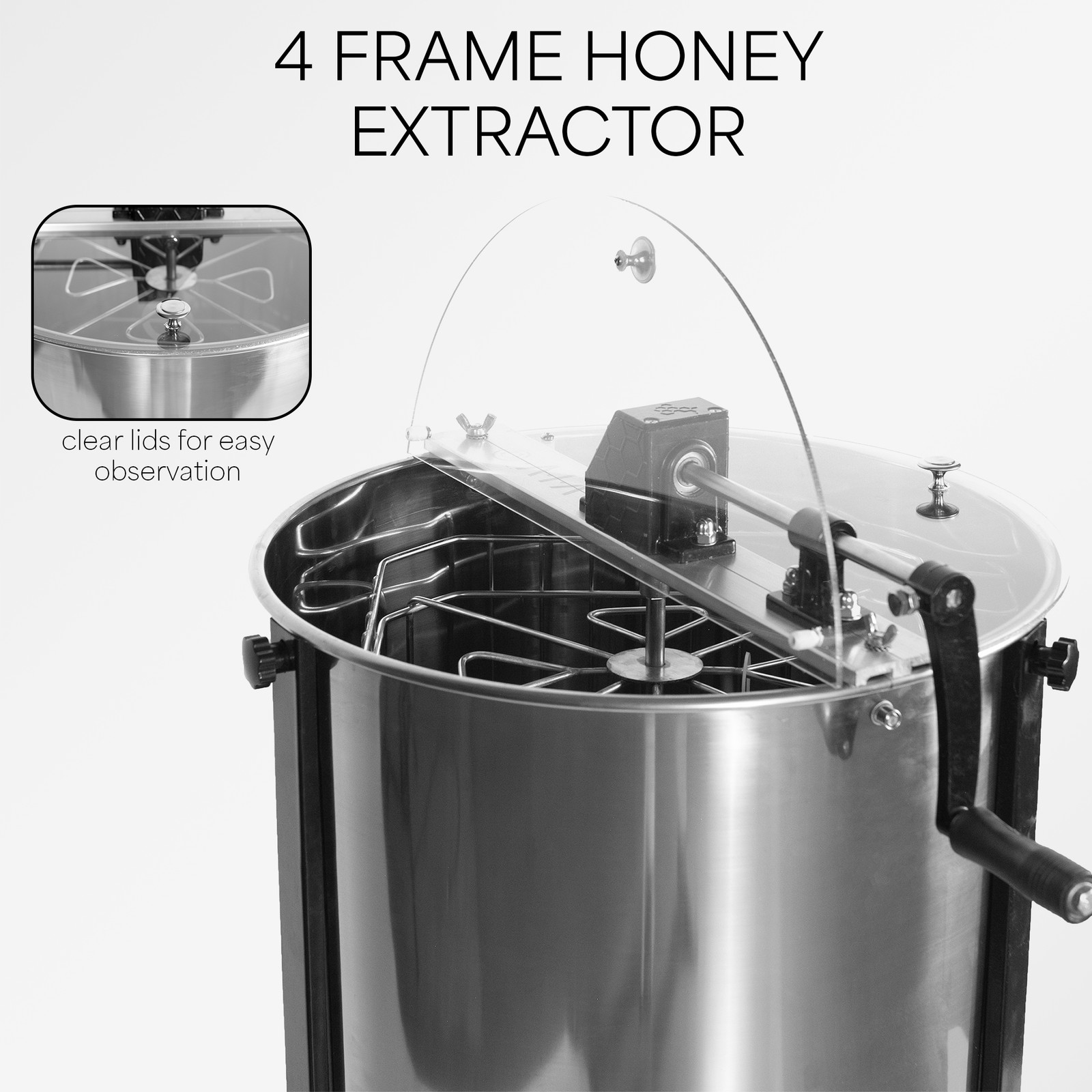 Scratch & Dent Four 4/8 Frame Stainless Steel Bee Honey Extractor BEE-V004B