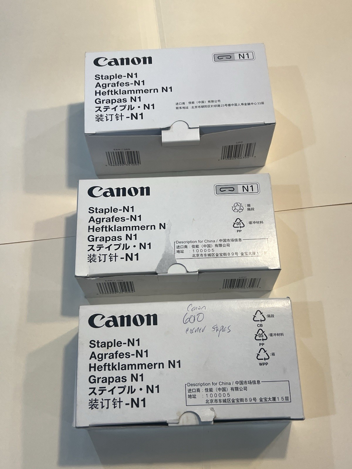 (2) Boxes Of 3 Cartridges Plus 1 Canon N1 Staples Genuine OEM 1201C 1007B001AA