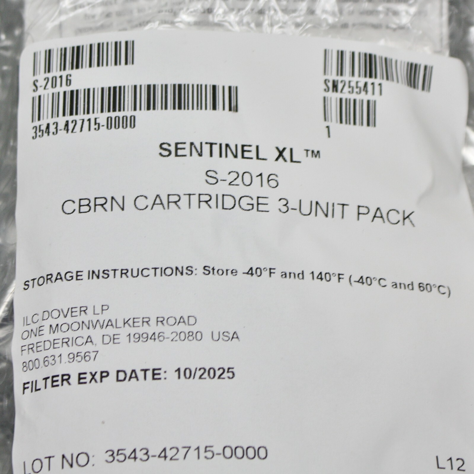 Sentinel XL CBRN PAPR System S-5000-01, Cartridges S-2016, S-2003 Battery S-2002