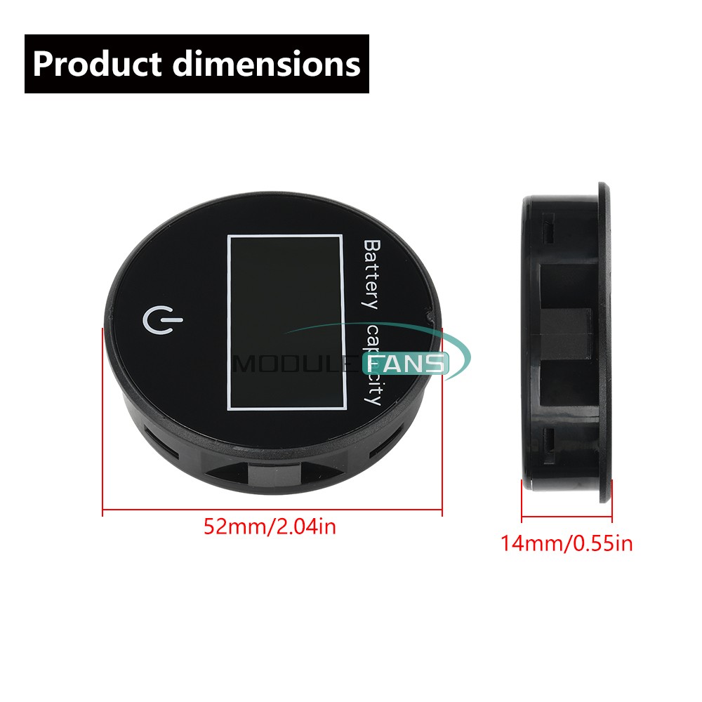 Digital Battery Level Indicator Voltage Power Percentage Temperature LCD Display