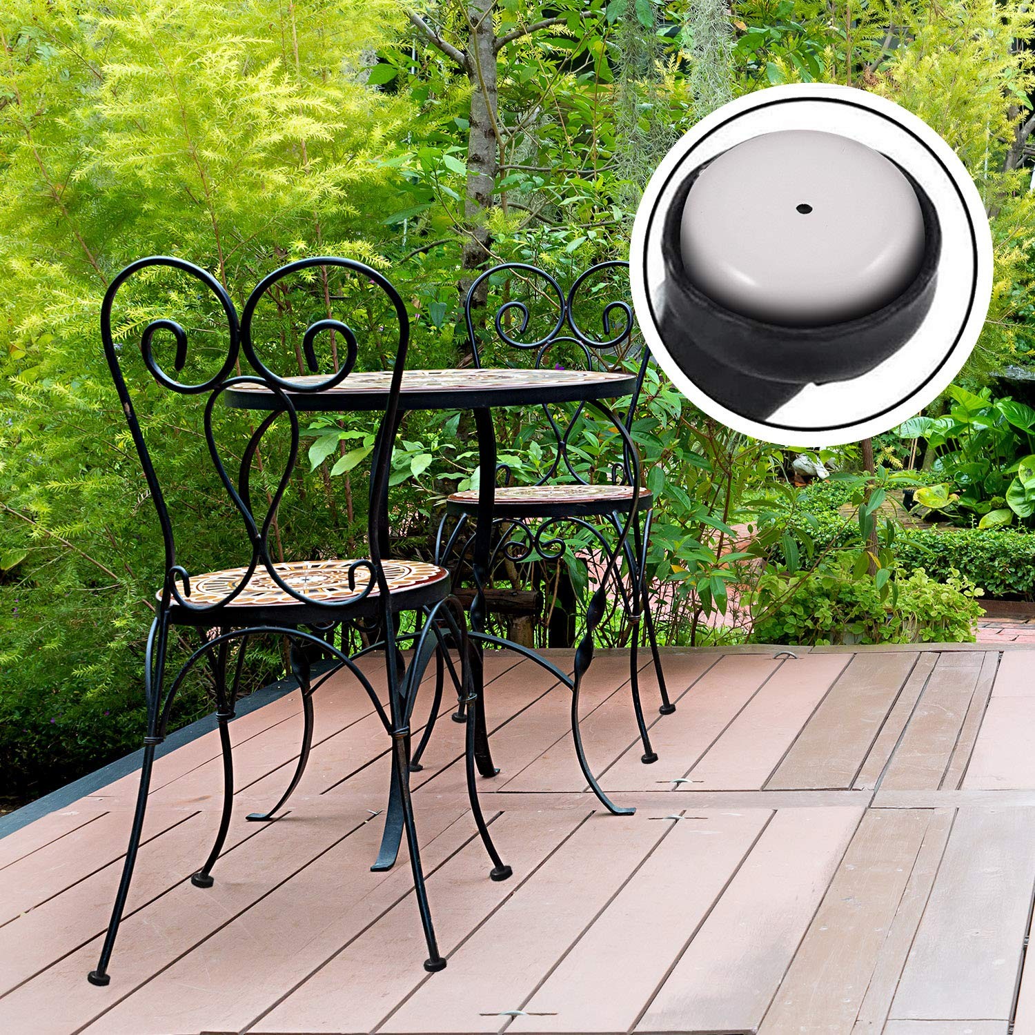 Jetec 1.5 Inch Patio Furniture Seating Glides/Feet/Caps for Wrought White