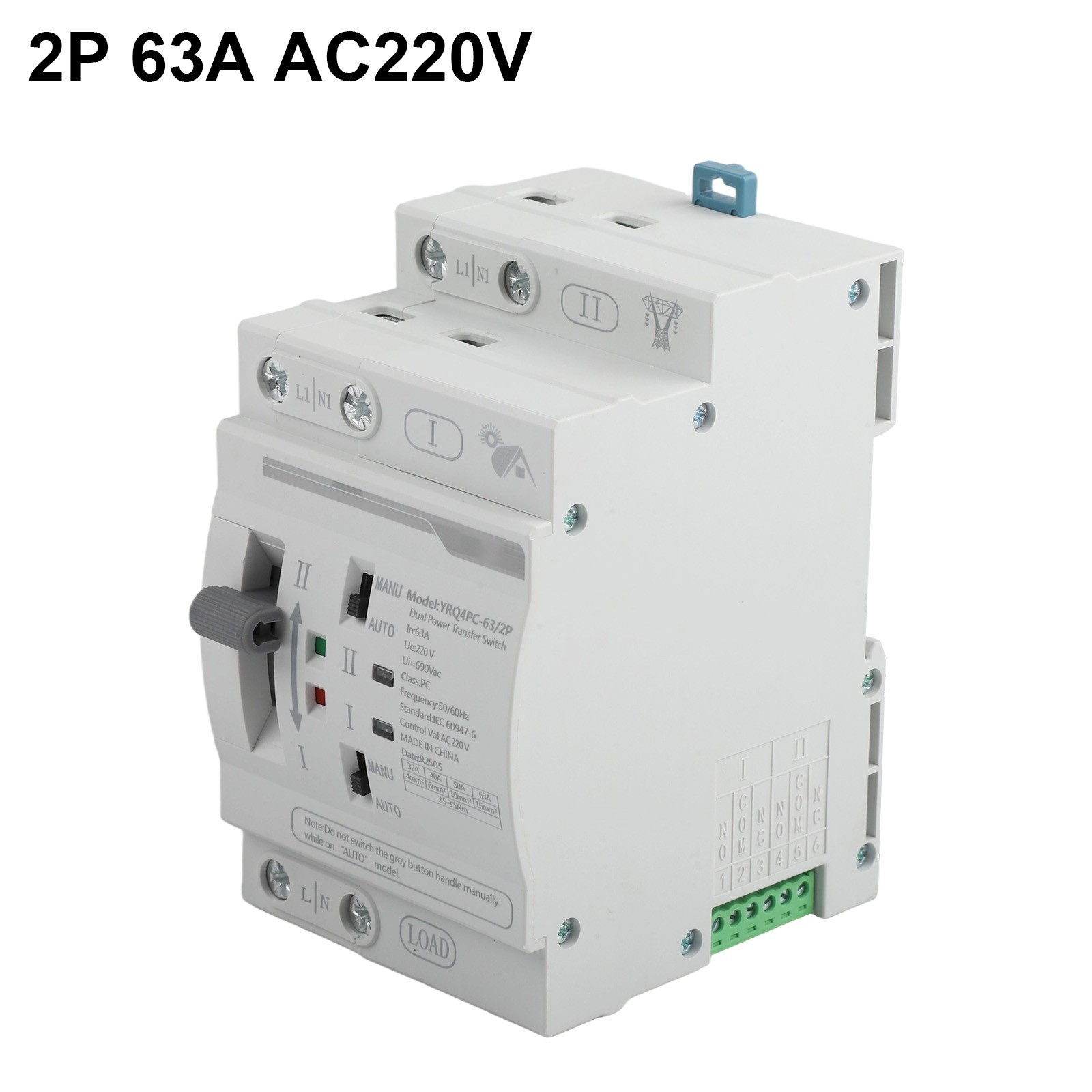 Reliable Photovoltaic Transfer Switch 2P 63A AC220V for Continuous Operation