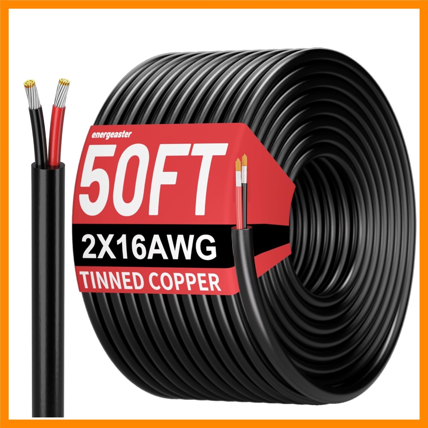 50FT 16 Gauge Wire 2 Conductor Electrical Wire,16 AWG Tinned Copper PVC Cable…