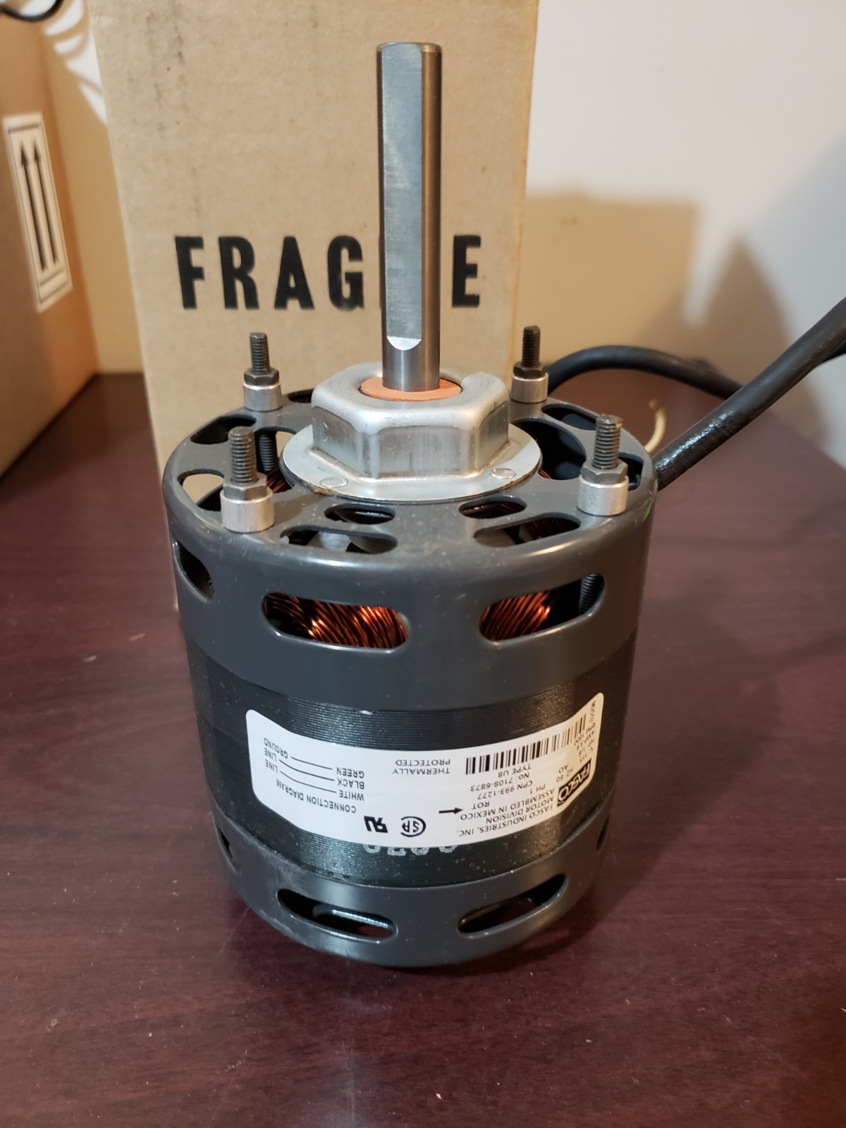 Fasco 993-1277, eMotorteK, 1/8 Hp, 1550 Rpm, 115 Volts, 7108-6873, Ball, NEW