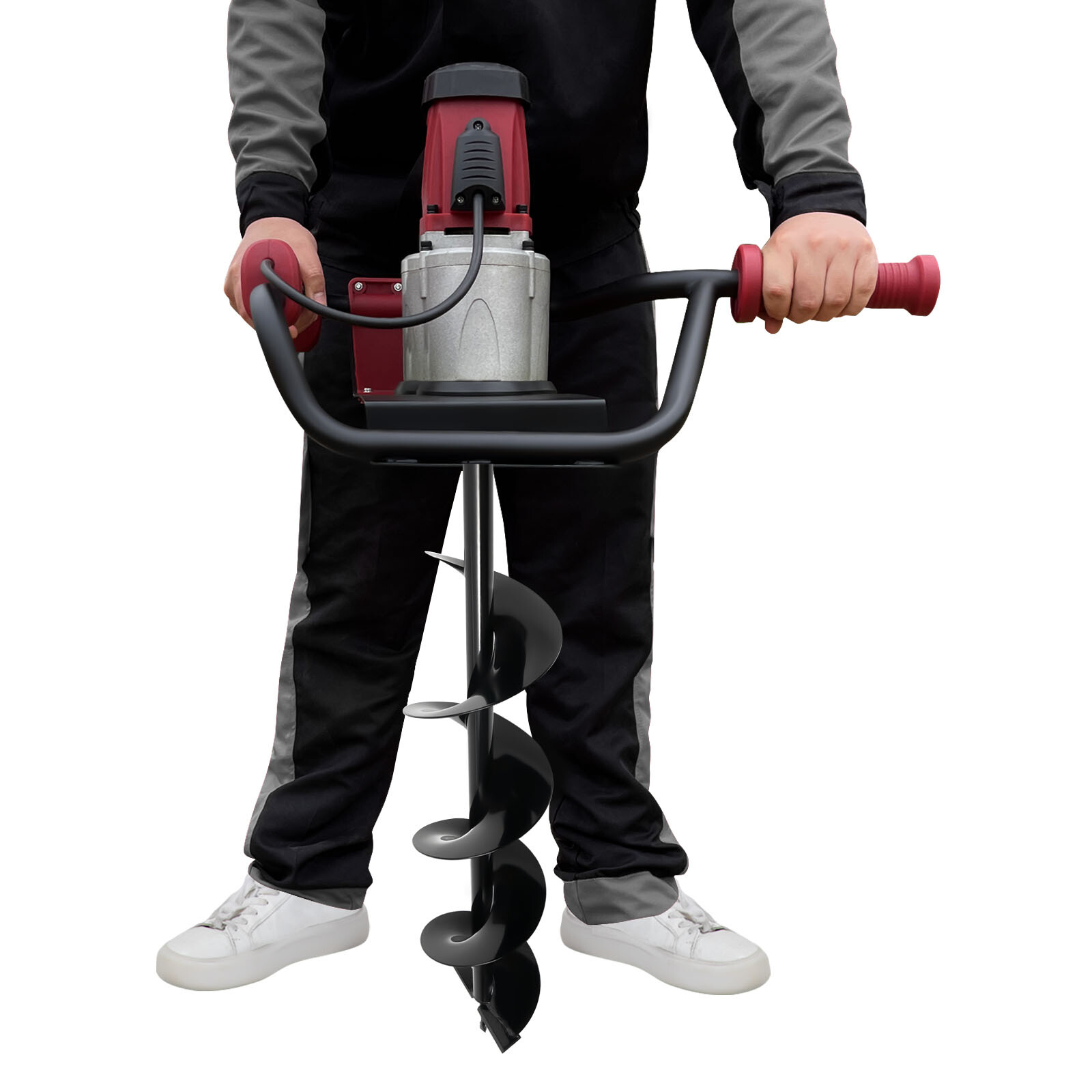 1.6HP 200rpm Powerful Electric Corded Digger Post Hole Auger 2 Drill Bit 1500W