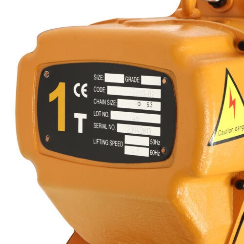 110V 1.6KW 2204LBS 1Ton Electric Chain Hoist Single Phase Hoist Crane 10FT Chain