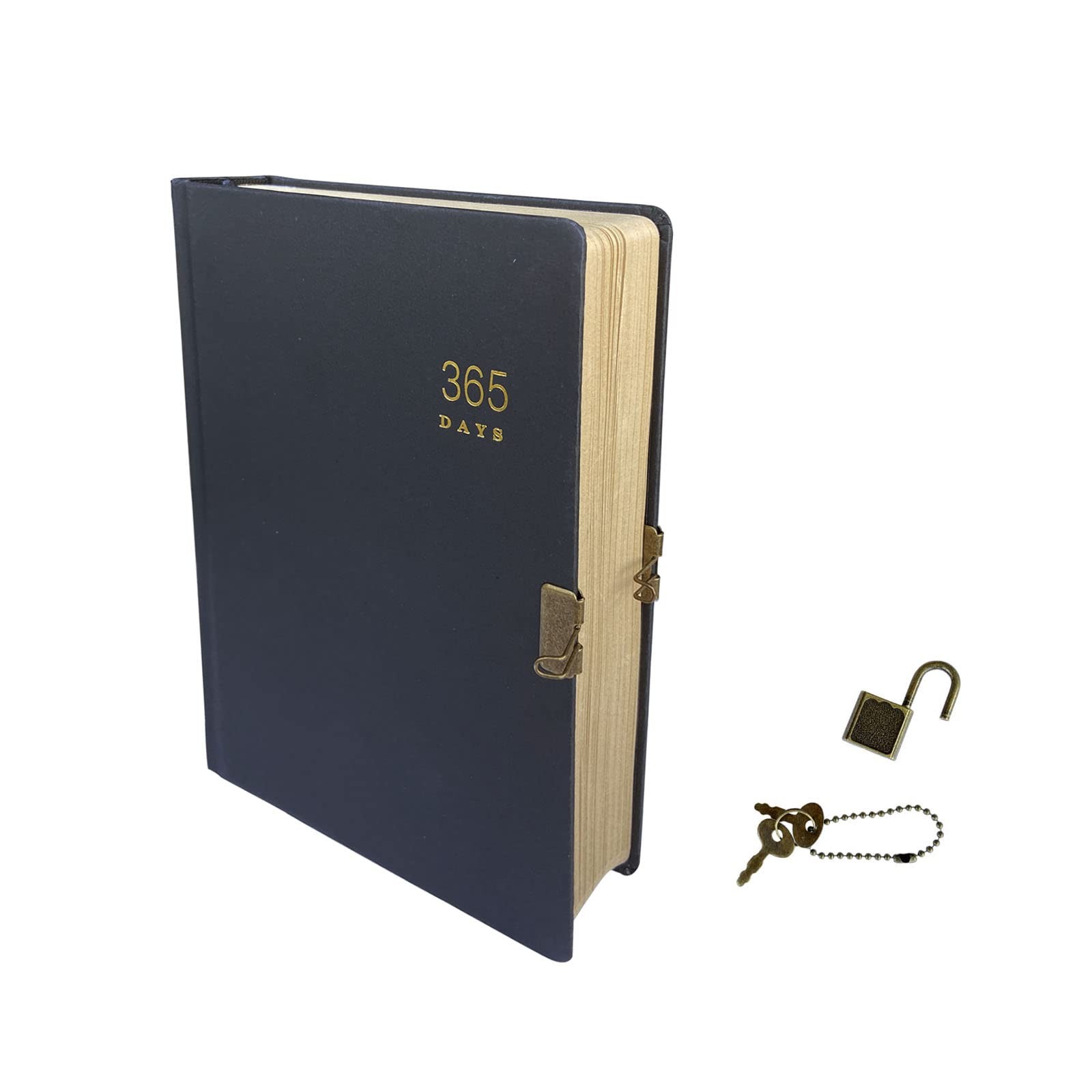 Vintage Journal with Lock & Key A5 Blank Page Diary Notebook Black Hardcover 365