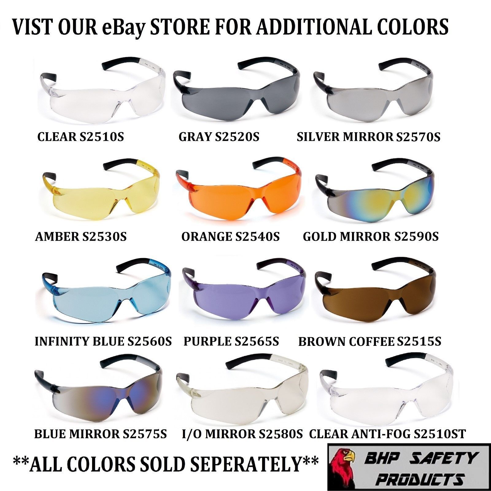 (3 PAIR) PYRAMEX ZTEK SAFETY GLASSES SILVER MIRROR LENS S2570S SUNGLASSES Z87+