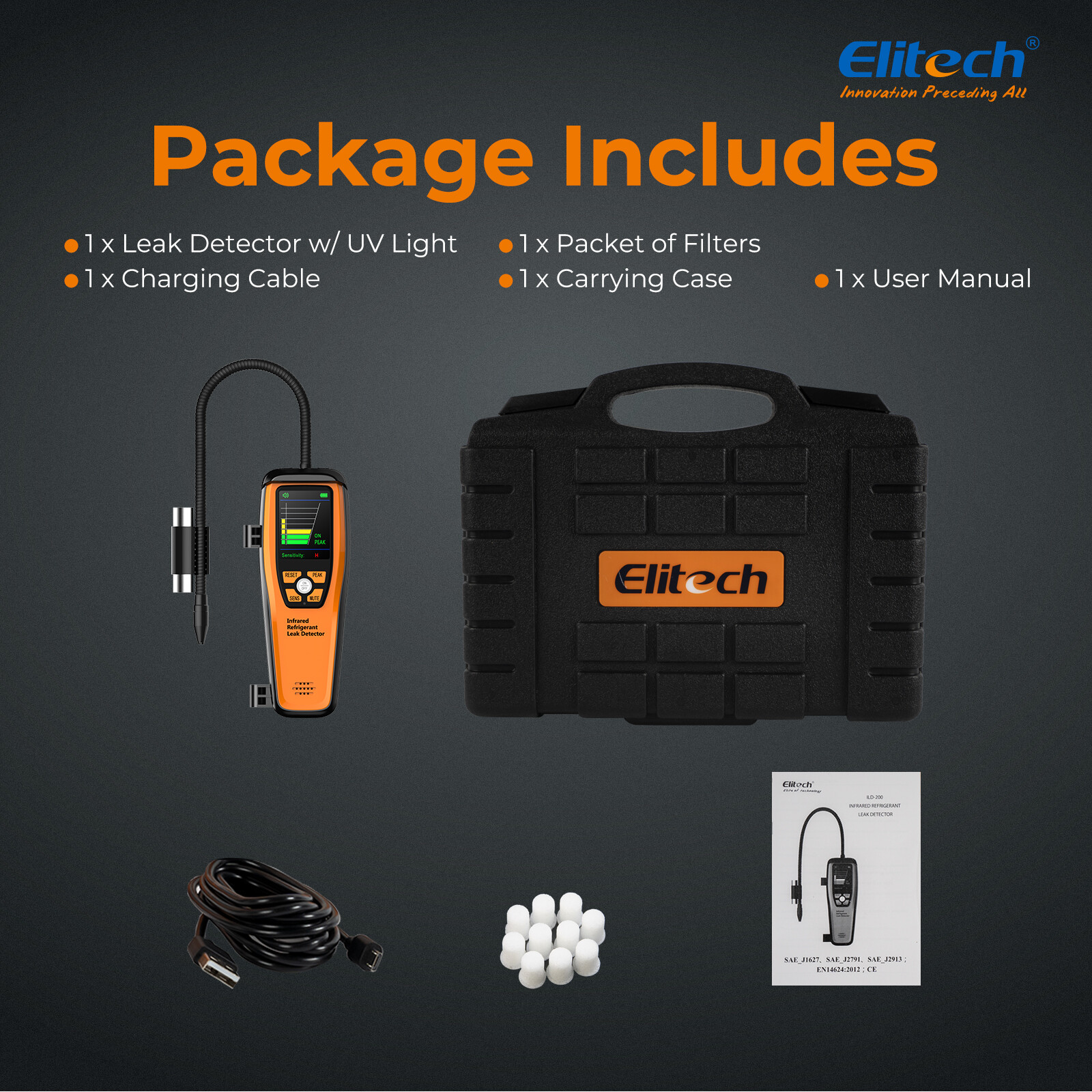 Open Box Elitech Refrigerant Leak Detector HVAC Tester NDIR Sensor ILD-200