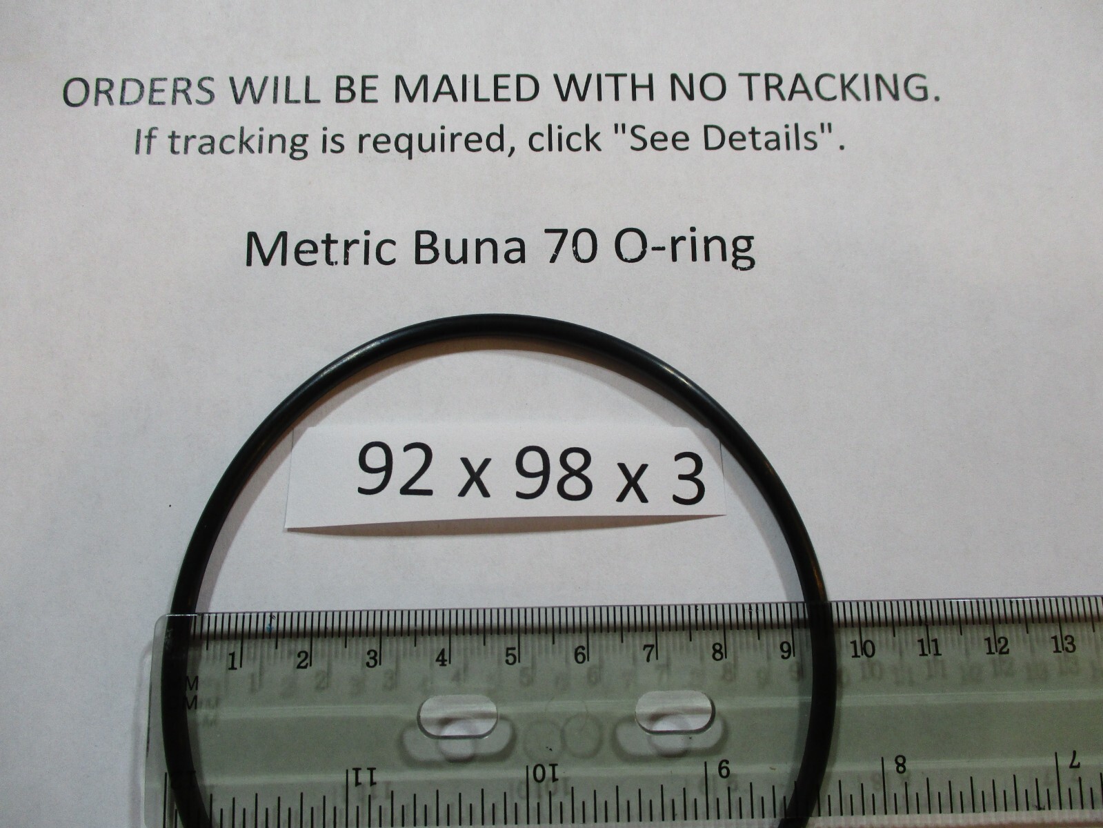 92mm ID x 98mm OD x 3mm thick O-ring. Buna-70. Quan 1.