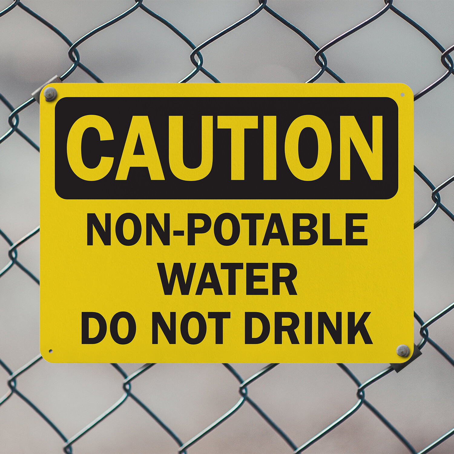 (2 Pack) Non-Potable Water Do Not Drink OSHA Caution Sign Decal Metal Plastic