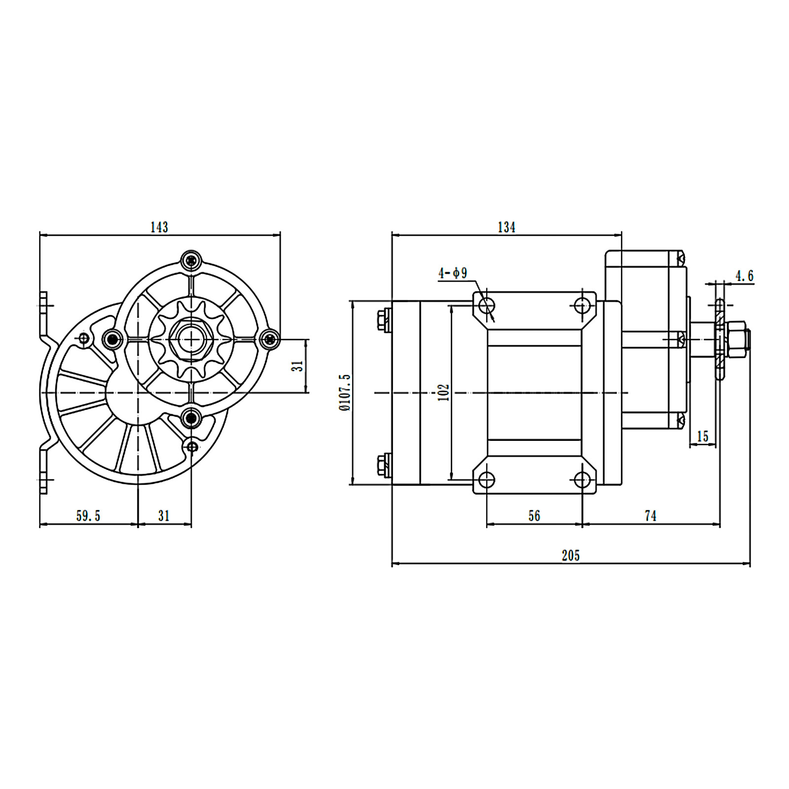 48V 600W Gear Reduction DC Motor Reduction Electric Motor For E-Bike Scooters