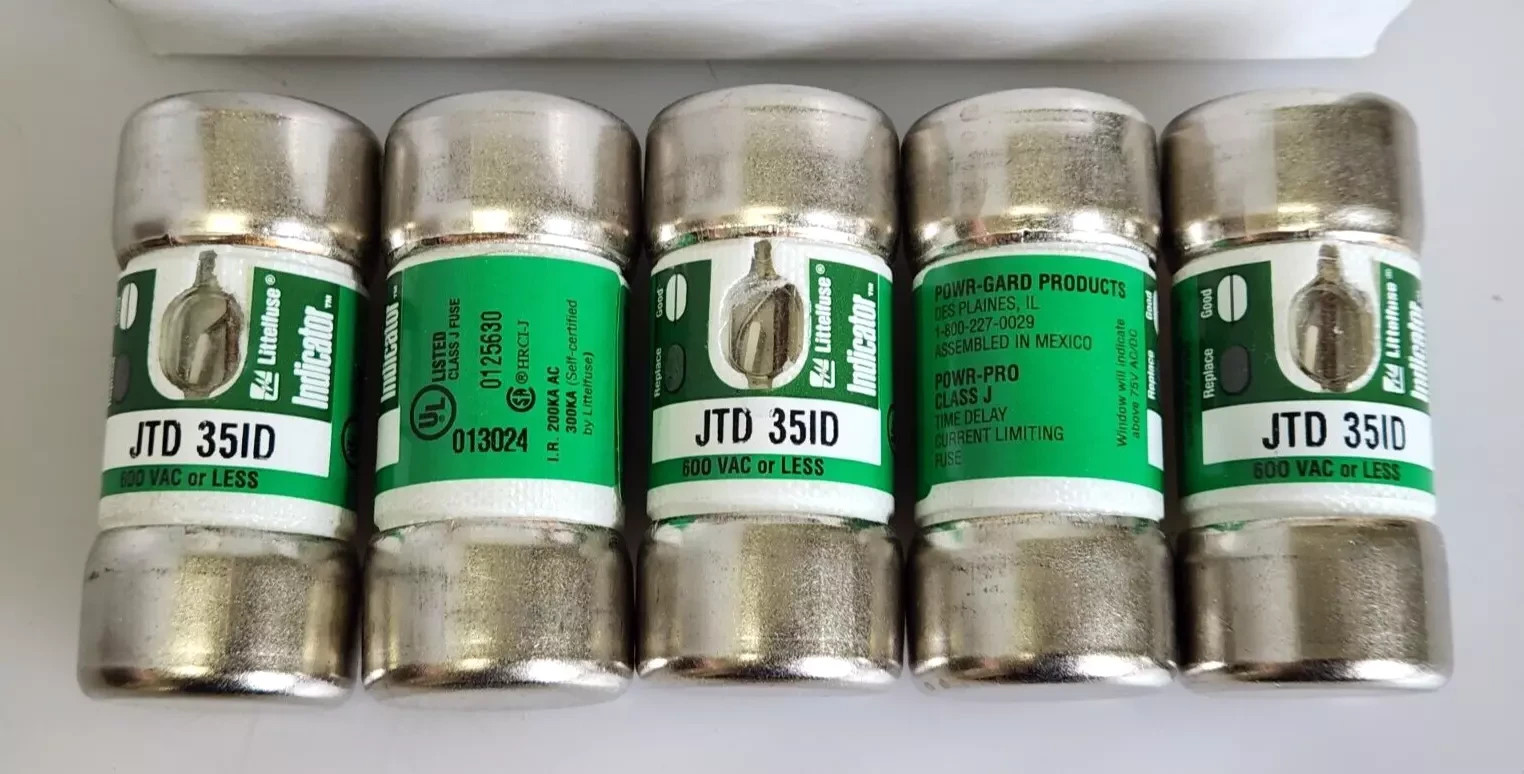 Lot of 10, Littelfuse JTD 35 ID Class J Time-Delay Fuse 35A 600VAC 300VDC, New