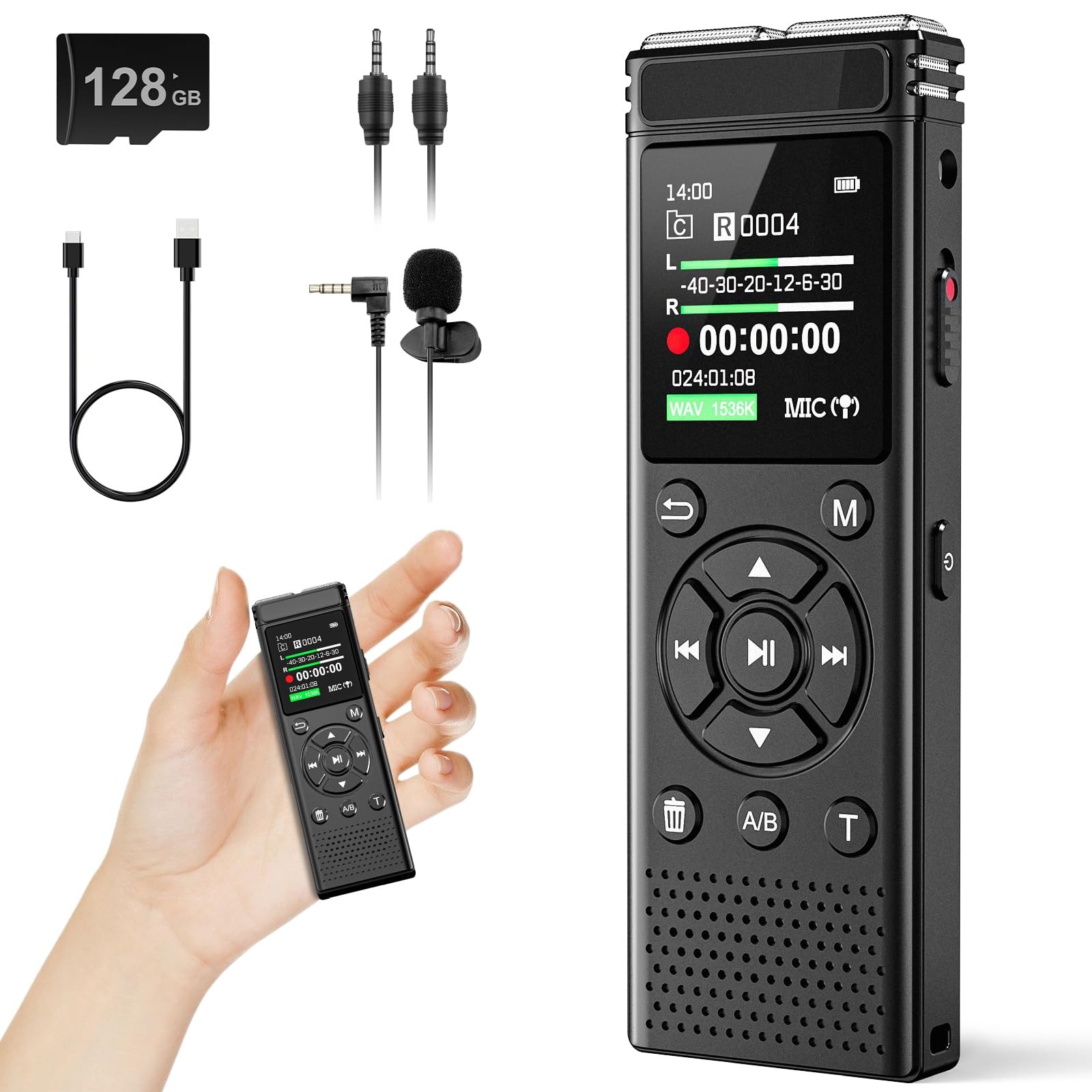 136GB Digital Voice Recorder with Playback,9000 Hours Audio Recording Device,…