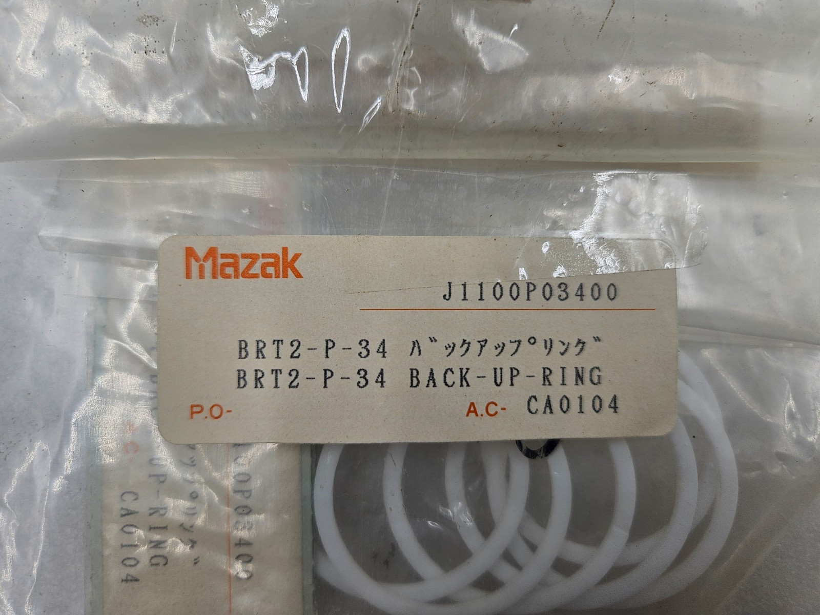 MAZAK J1100P03400 BRT2-P-34 BACK-UP-RING A.C- CA0104 [FAST SHIPPING]