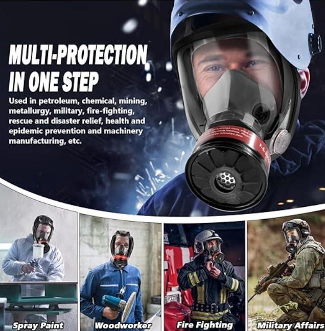 Full Face Respirator Gas Mask w/ Filters -2PCS 40mm Activated Carbon Filter 6800
