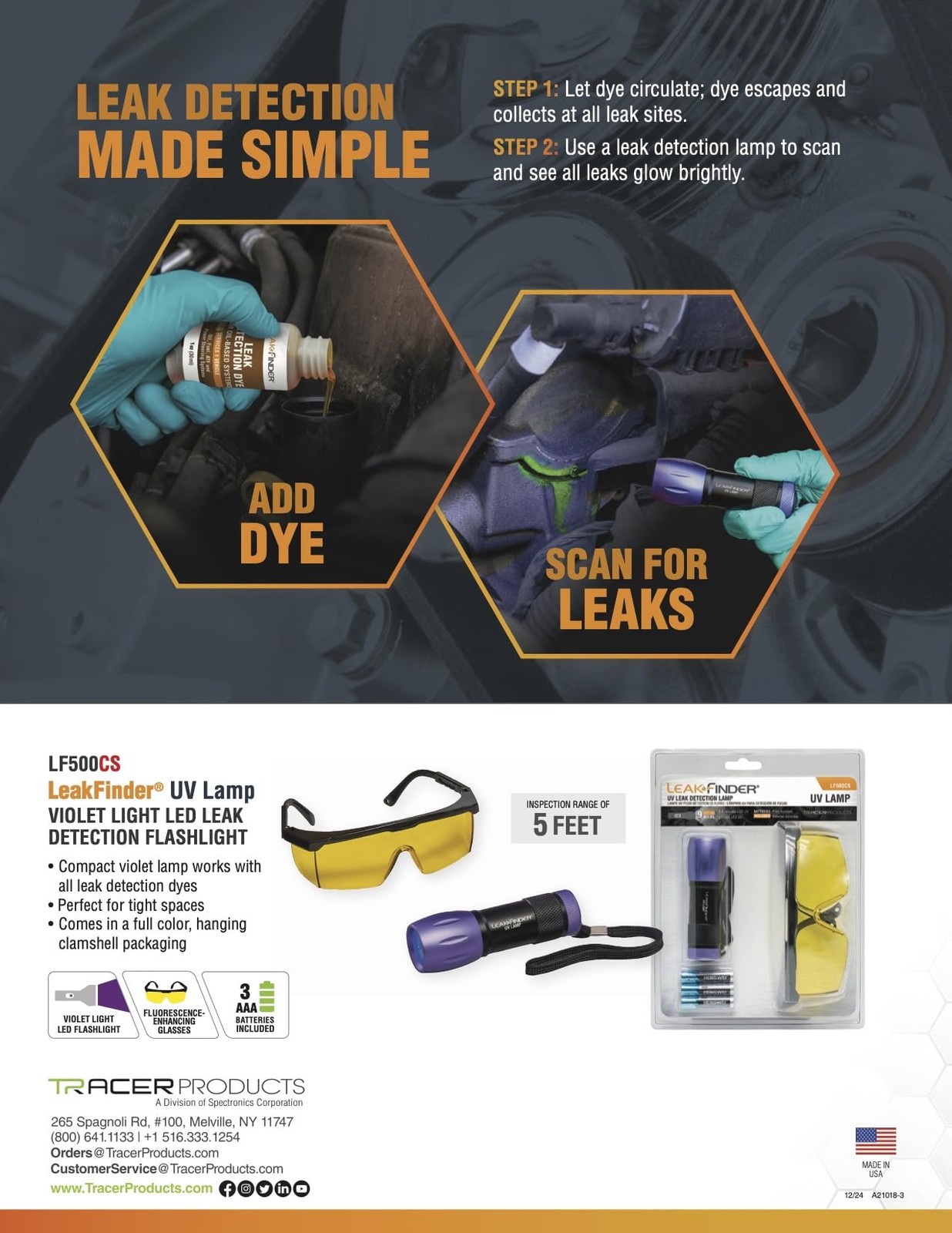 LEAKFINDER LF021 Auto Fluids & Air Conditioning Refrigerant Leak Detection Kit –