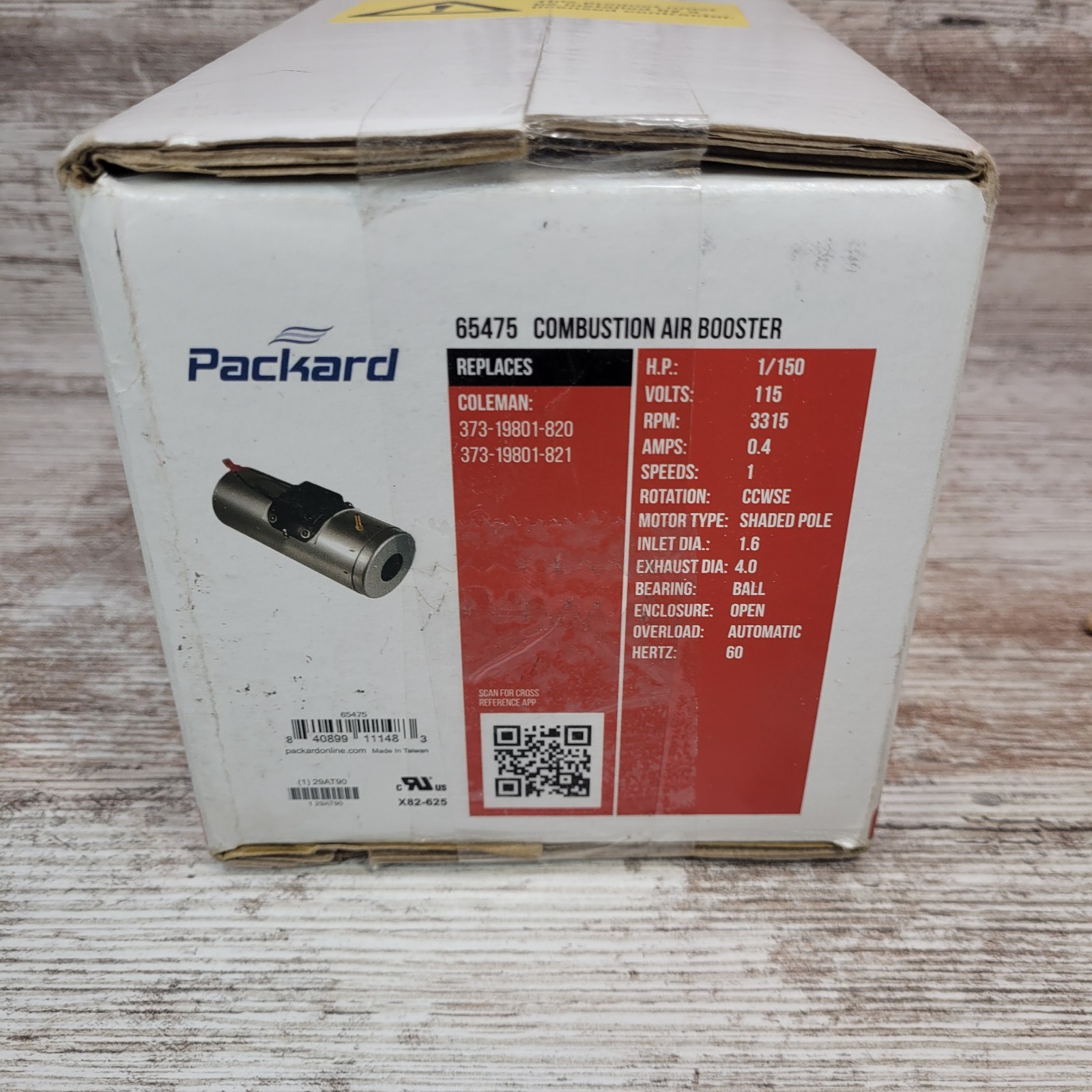 65475 Combustion Air Booster, 115 Volt, 3315 RPM, Coleman Replacement Part NIB