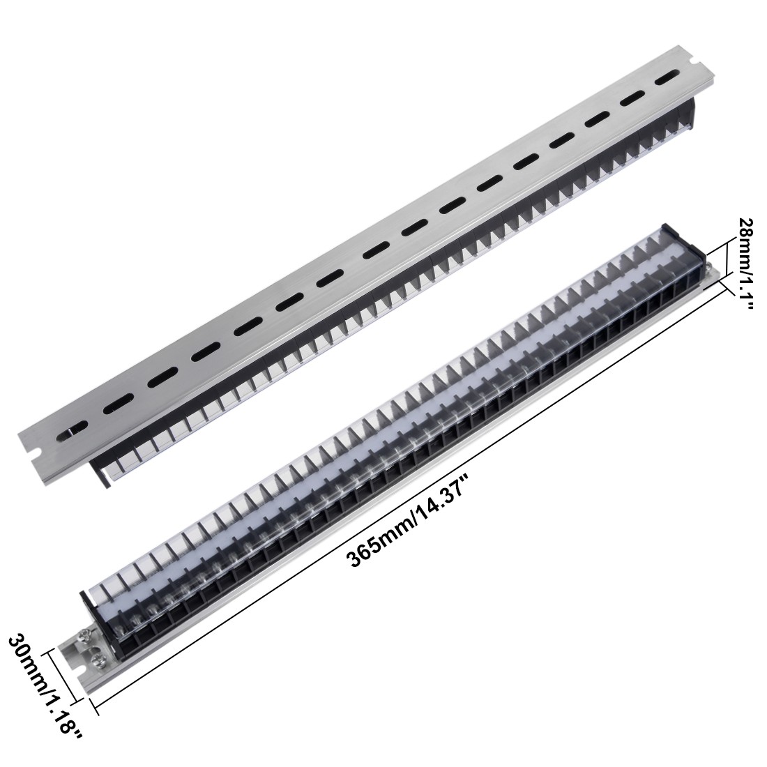 Barrier Terminal Strip Block 660V 15A Dual Rows 40P DIN Rail Base Connectors