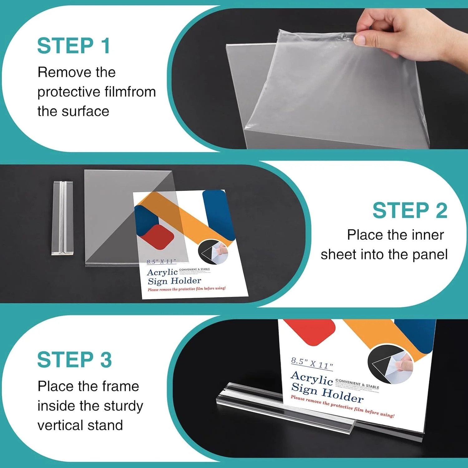 Acrylic Sign Holder 8.5 x 11, Double Sided Sign Holder Stand, Plastic 6 Pack