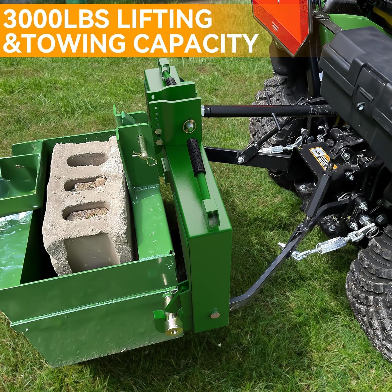3 Point Quick Hitch for Cat 1 & 2 Tractors W/ 2″ Receiver Hitch 3000 LB Steel