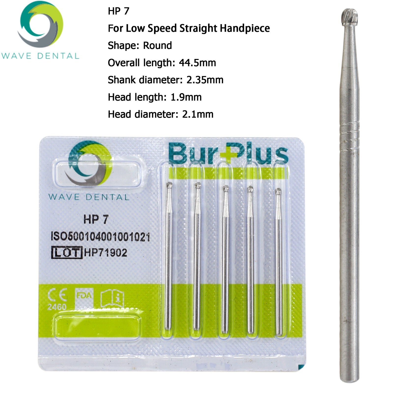 Wave Dental Carbide Burs HP 2 8 557 703L Round For Slow Speed Straight Handpiece